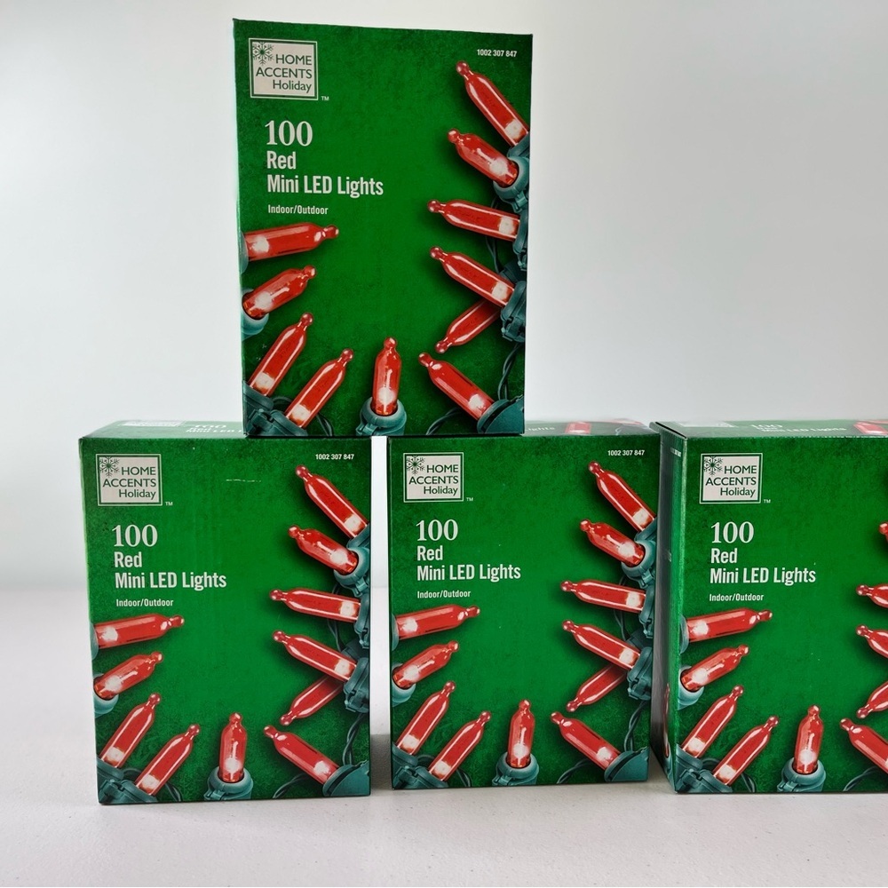4 boxes of Home Accent string lights.  Red lights -Green Wire LED String Lights